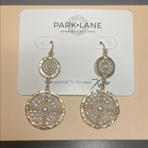 Park Lane Gold and Pearl Dangle Earrings